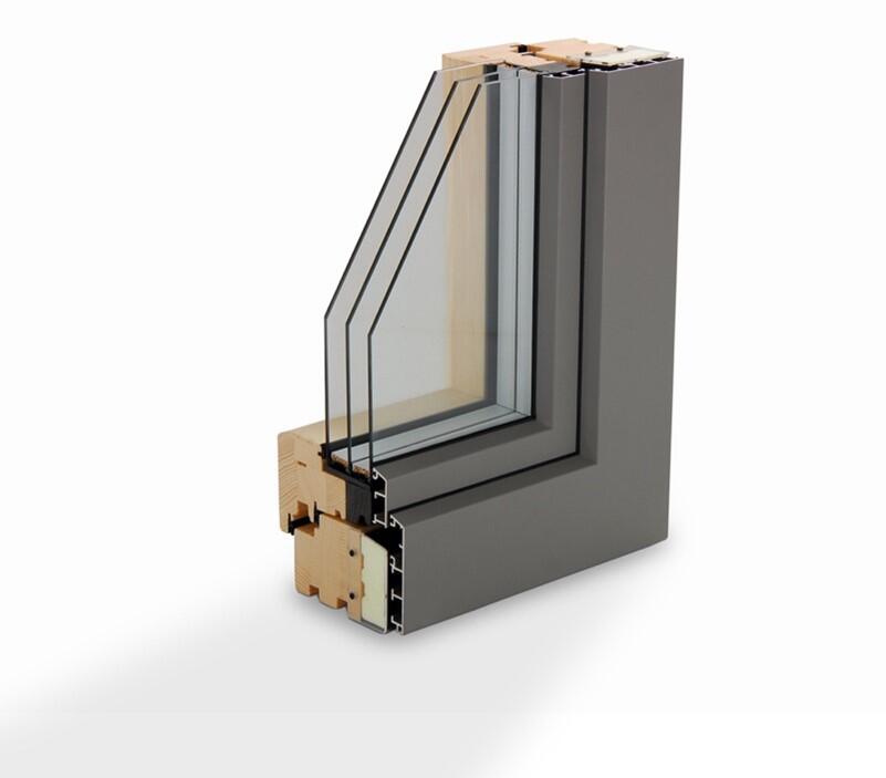 Cross cut triple pane window showing structure